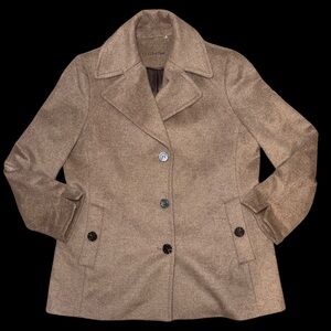 Calvin Klein Taupe Wool-Blend Coat | Minimalist Chic Neutral Tailored Outerwear